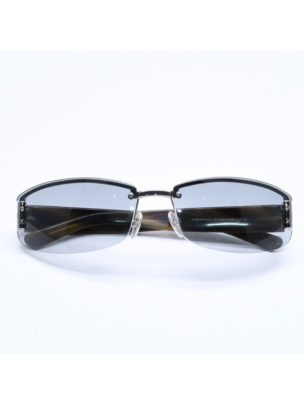 Gucci Sunglasses Eyewear Khaki Lens Temple Silver